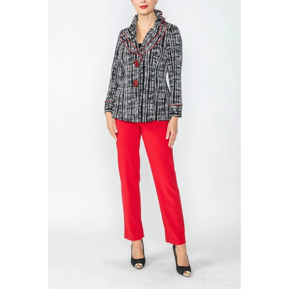 IC by Connie K Jacket Womens L Double Layered Wire Piping Collar Jacket Preppy